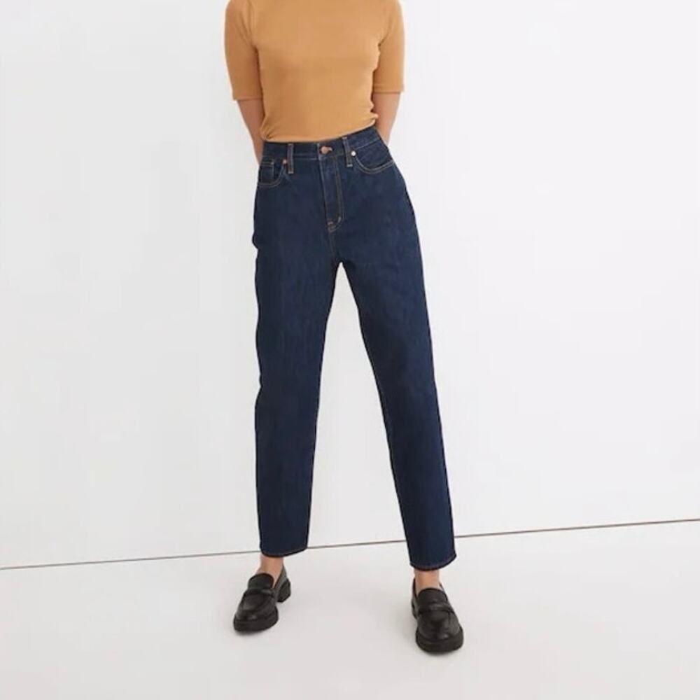 NWT Madewell Baggy Tapered Leg Jeans In Dressler Dark Wash Rigid Size 28